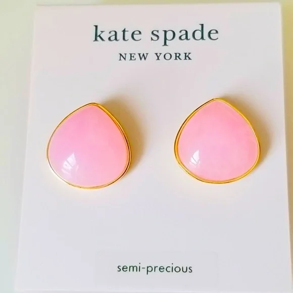 kate spade Pink Teardrop Gold-Trim Stud Earrings - Picture 1 of 7